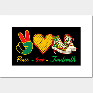 Peace Love Juneteenth 1865 Freedom Day Afro Afro Shoes Posters and Art